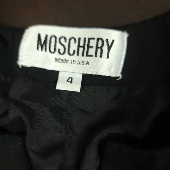 Moschery Wool Gold‎ Zip Front Peplum Jacket Vintage 1980s USA Blazer Black White - Picture 8 of 8